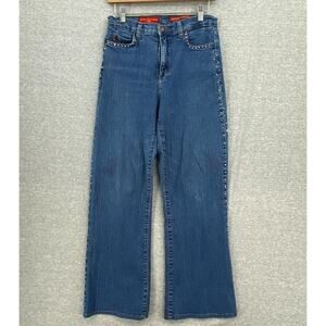 NYDJ Jeans Women 8 Tummy Tuck Medium Wash Mid Rise Denim Flare Studded Stretch